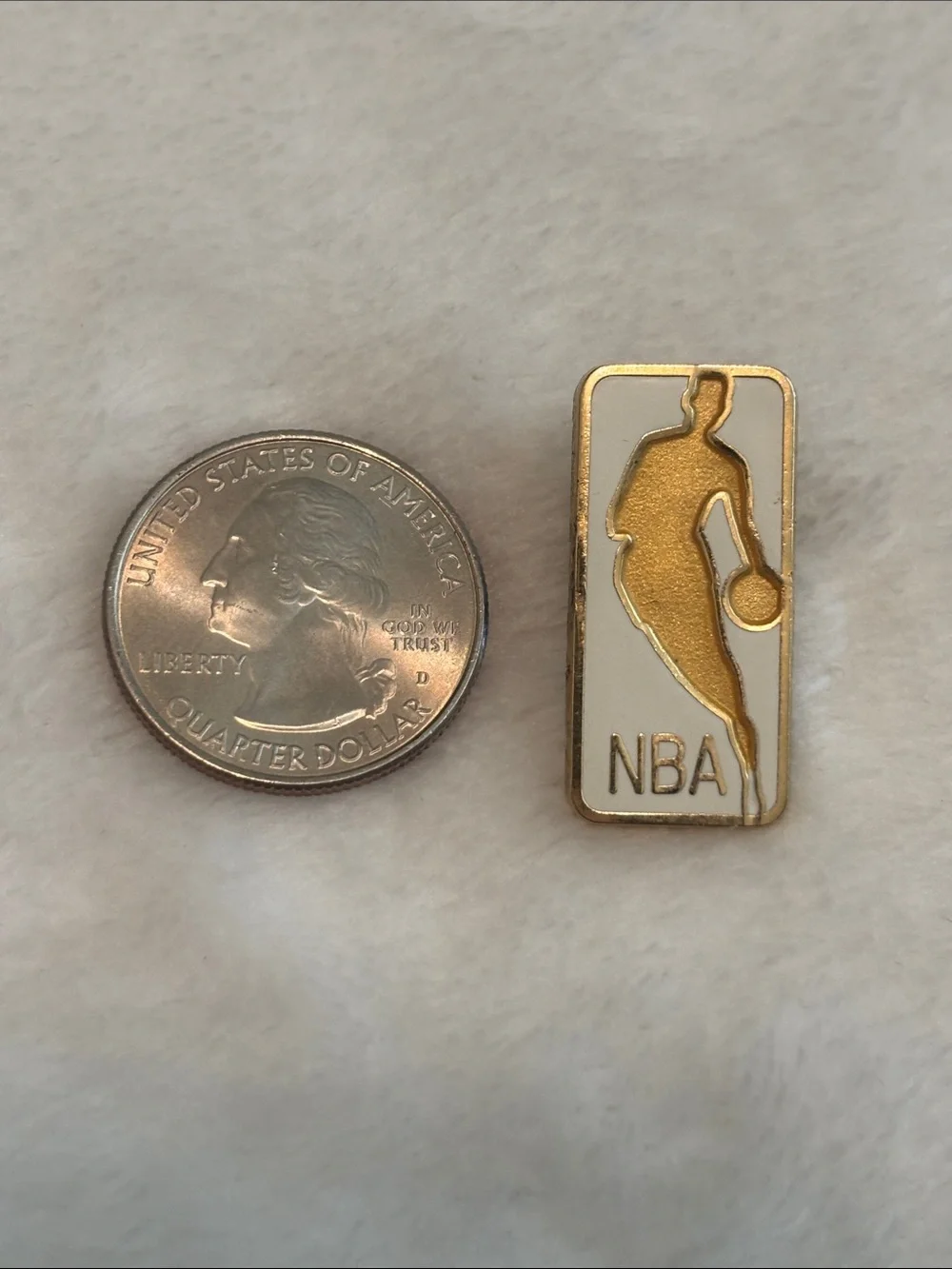 NBA Vintage 1996 Gold and White Enamel Basketball Logo lapel pin